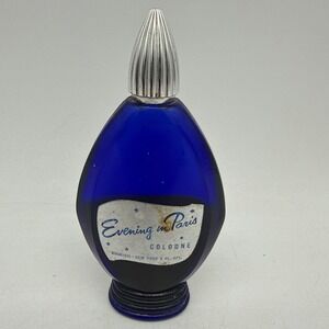 Vintage Evening In Paris 2 Fl Ozs Bottle Cobalt Blue Half